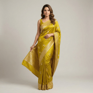 Saanvika – Mustard Gold Banarasi Silk