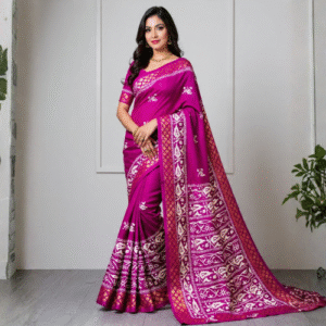 Maheruna – Regal Magenta Ghicha Silk Saree