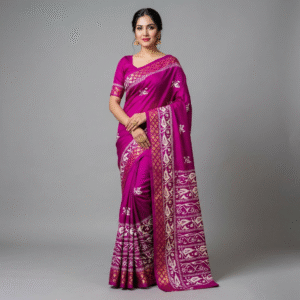 Maheruna – Regal Magenta Ghicha Silk Saree